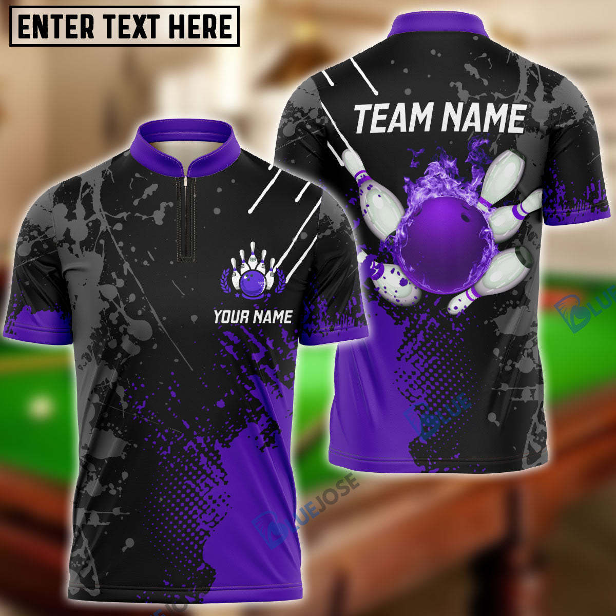 BlueJose Personalized Name Paint Fire Bowling And Pins Multicolor 3D Shirt