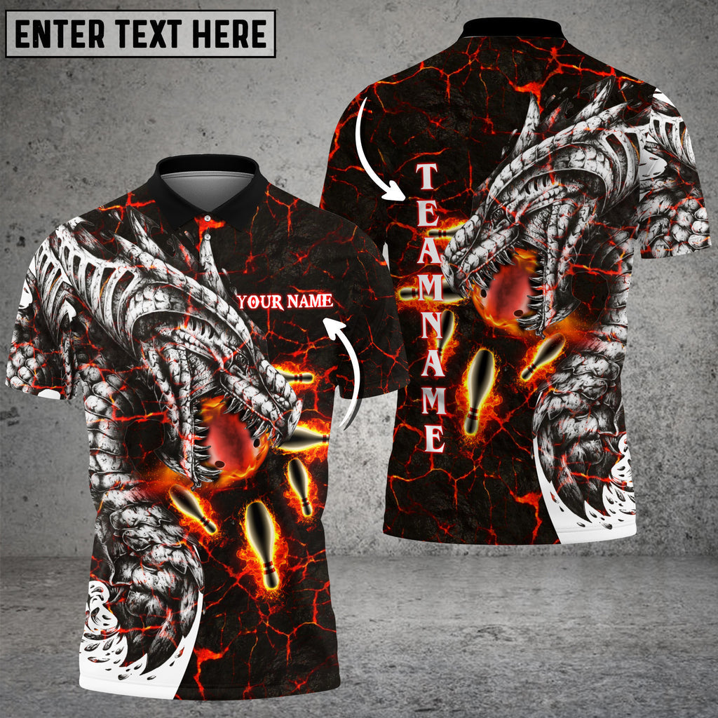 BlueJose Magma Dragon Bowling Personalized Name, Team Name 3D Shirt (4 Colors), Personalized Shirts For Bowling Players