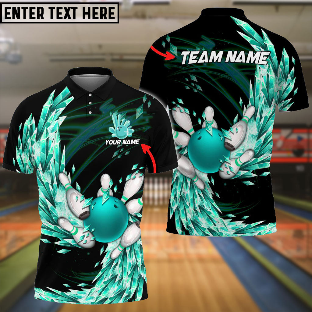 BlueJose Bowling And Pins Ice Breath Pattern Customized Name 3D Shirt (4 Colors)