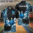 BlueJose Bowling And Pins Ice Breath Pattern Customized Name 3D Shirt (4 Colors)