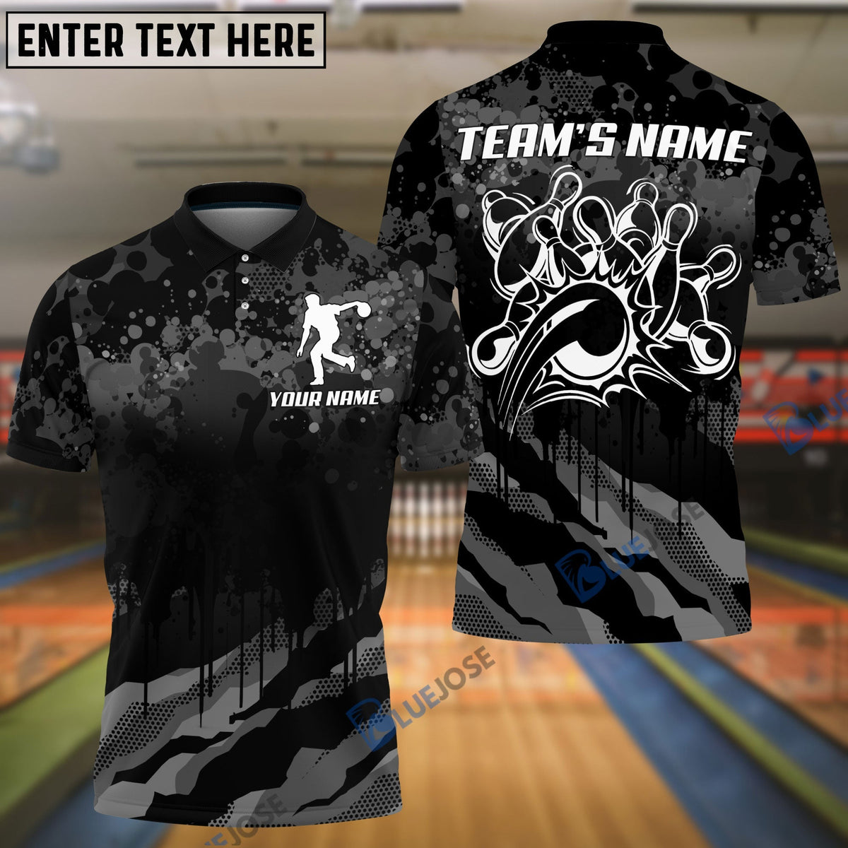 BlueJose Camo Bowling Premium Multicolor Customized Name 3D Shirt (5 Colors)