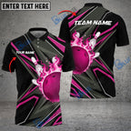 BlueJose Bowling And Pins Shockwave Customized Name 3D Shirt (6 Colors)