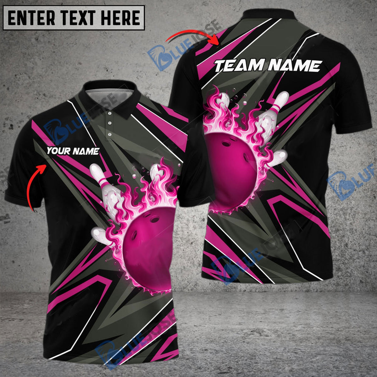 BlueJose Bowling And Pins Shockwave Customized Name 3D Shirt (6 Colors)