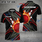 BlueJose Bowling And Pins Shockwave Customized Name 3D Shirt (6 Colors)