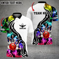 BlueJose Bowling And Pins Multicoler Smoke Pattern Customized Name 3D Shirt