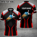 BlueJose Red Bowling And Pins Fire Premium Customized Name 3D Shirt