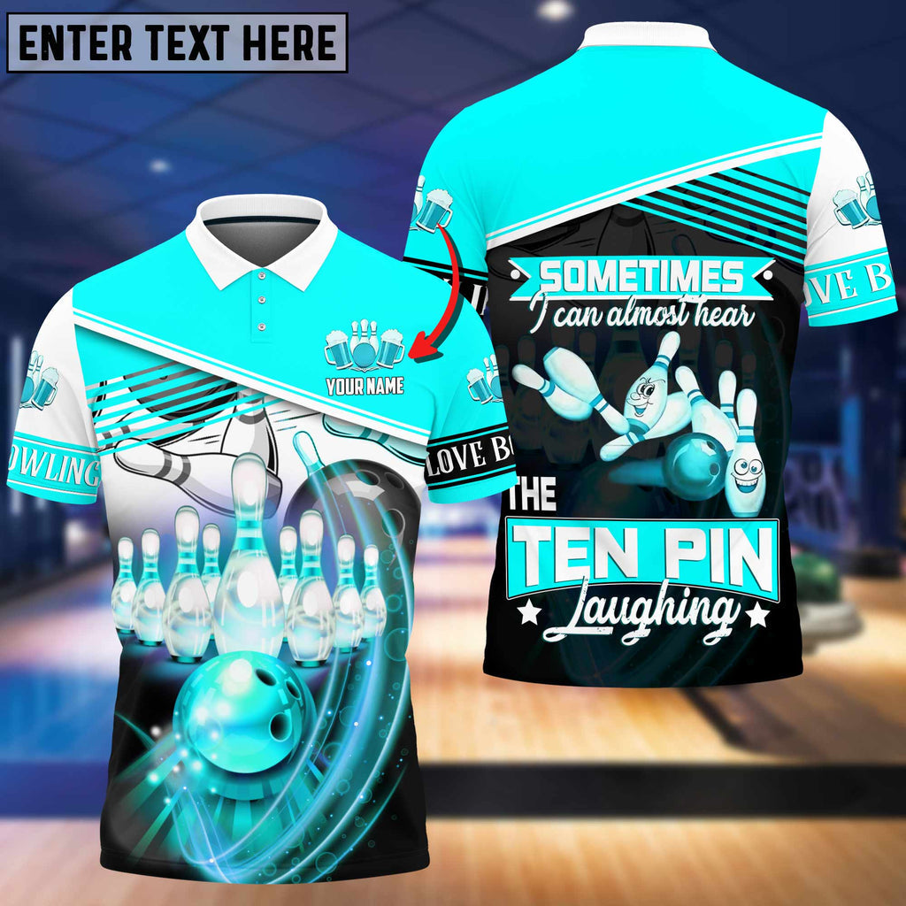 BlueJose The Blue Bowling Ball Crashing The Pins Pattern Personalized Name 3D Shirt