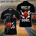 BlueJose Bowling And Pins Flame Black Skull Pattern Premium Customized Name 3D Shirt