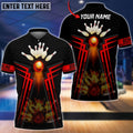 BlueJose Red Bowling Ball  And Pins Flame Premium Customized Name 3D Shirt