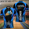 BlueJose Blue Bowling Strike Customized Name 3D Shirts