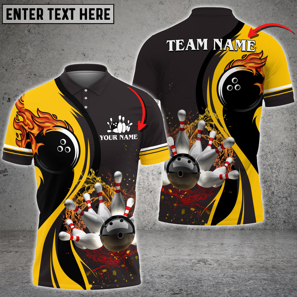 BlueJose Bowling And Pins Water Flow Multicolor Option Customized Name 3D Shirt  (4 Colors), Personalized Shirts For Bowling Players