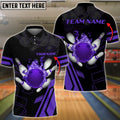 BlueJose Purple Bowling Ball Flame Personalized Name All Over Printed Shirt