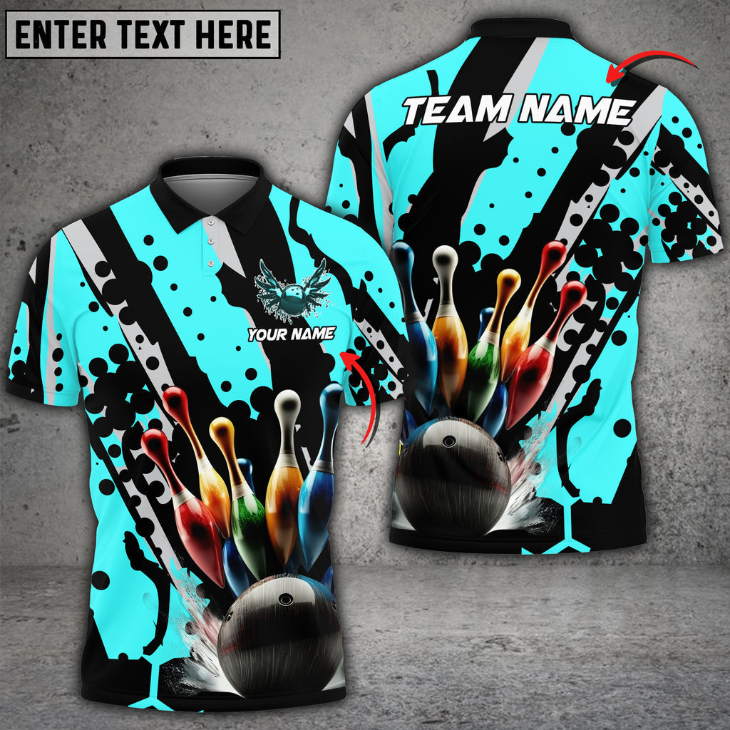 BlueJose Bowling And Pins Eagle Wings Customized Name 3D Shirt ( 6 Colors)