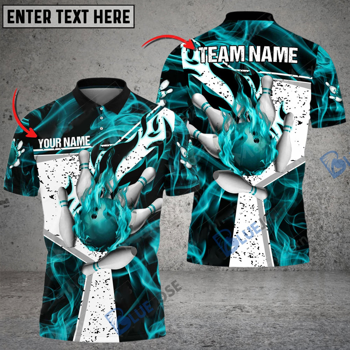 BlueJose Bowling And Pins Fire Destroys Darkness Customized Name 3D Shirt ( 5 Colors)