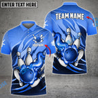BlueJose Bowling And Pins Fire Storm Customized Name 3D Shirt ( 6 Colors)