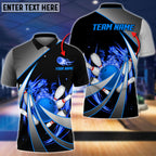 BlueJose Flame Bowling And Pins Tornado Pattern Multicolor Customized Name 3D Shirt