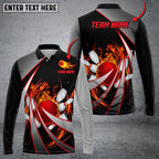 BlueJose Flame Bowling And Pins Tornado Pattern Multicolor Customized Name 3D Shirt