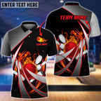 BlueJose Flame Bowling And Pins Tornado Pattern Multicolor Customized Name 3D Shirt