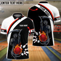 BlueJose Red Bowling Ball Black And White Skull Pattern Premium Customized Name 3D Shirt