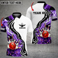 BlueJose Bowling And Pins Purple Smoke Pattern Customized Name 3D Shirt
