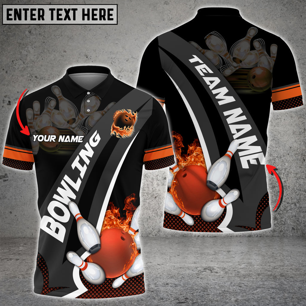 BlueJose Bowling And Pins Plame Premium Multicolor Option Personalized Name 3D Shirt