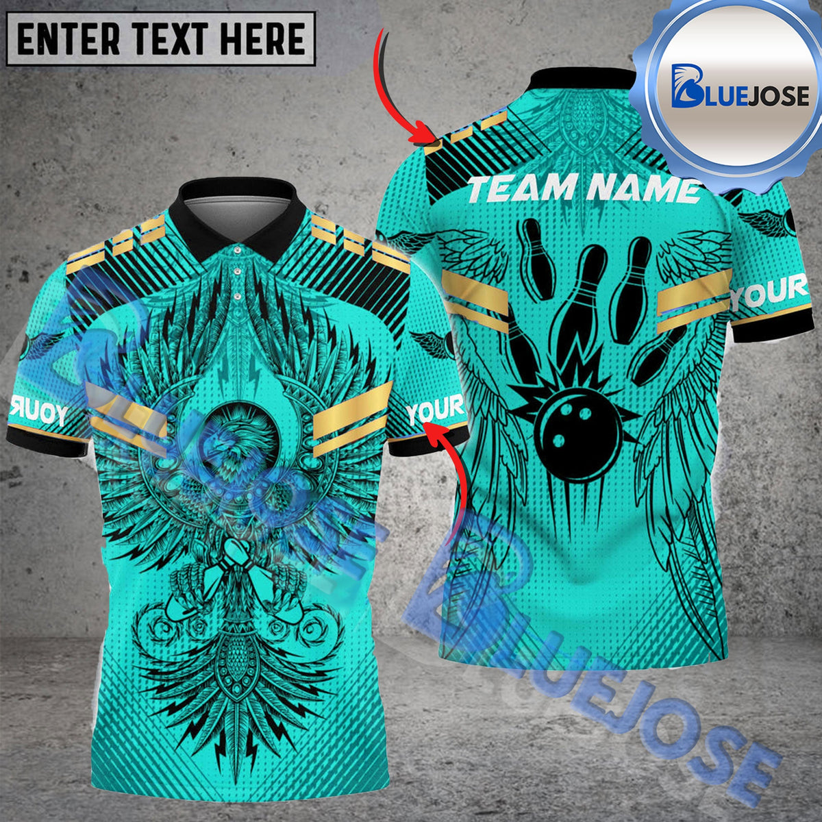 BlueJose Bowling And Pins Native Eagle Multicolor Customized Name 3D Shirt (6 Colors)