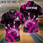 BlueJose Bowling And Pins Grunge Flame Customized Name 3D Shirt ( 6 Colors)