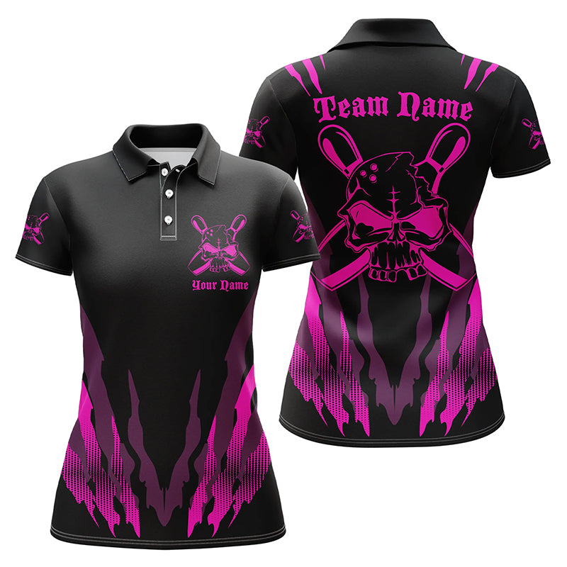 BlueJose Purple Skull Bowling Personalized All Over Printed Shirt For Women