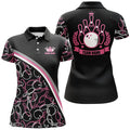 BlueJose Black Pink Bowling Pattern Premium Customized Name 3D Shirt For Women