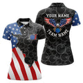 BlueJose American Flag Patriotic Retro Bowling Personalized All Over Printed Shirt For Women