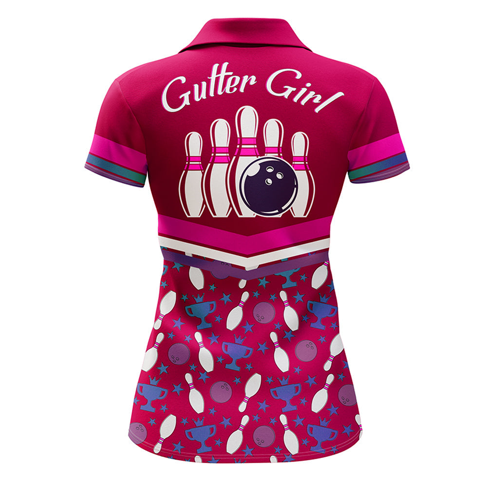 BlueJose Bowling Gutter Girl Pink Premium Customized Name 3D Shirt For Women