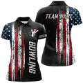 BlueJose American Flag Bowling Patriots Ladies Premium Customized Name 3D Shirt For Women