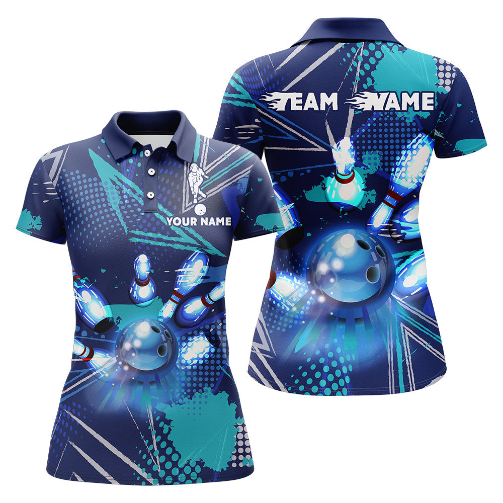 BlueJose Blue Bowling Personalized All Over Printed Shirt For Women
