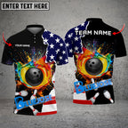 BlueJose Bowling Paint American Flag Customized Name, Team Name 3D Shirt