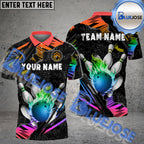 BlueJose Bowling And Pins Over The Rainbow Multicolor Customized Name 3D Shirt (6 Colors)