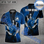 BlueJose Bowling And Pins Curved Silk Flame Customized Name 3D Shirt (4 Colors)