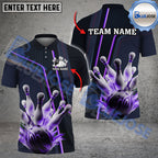 BlueJose Bowling And Pins Digital Hexagon Pattern Customized Name 3D Shirt (4 Colors)
