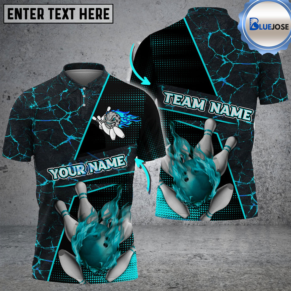 BlueJose Bowling And Pins Flame Magma Pattern Customized Name 3D Shirt (4 Colors)