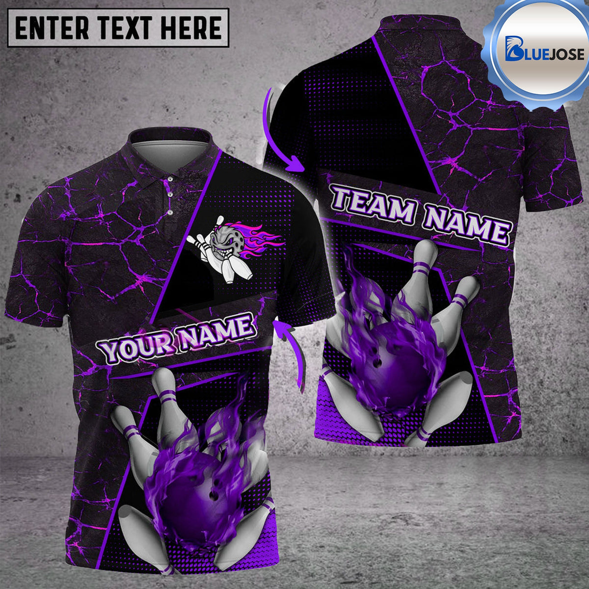 BlueJose Bowling And Pins Flame Magma Pattern Customized Name 3D Shirt (4 Colors)