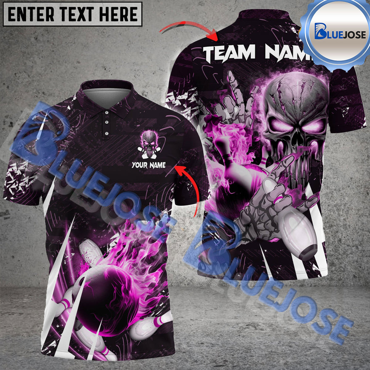 BlueJose Bowling And Pins Skull Of Punishment Customized Name 3D Shirt (4 Colors)