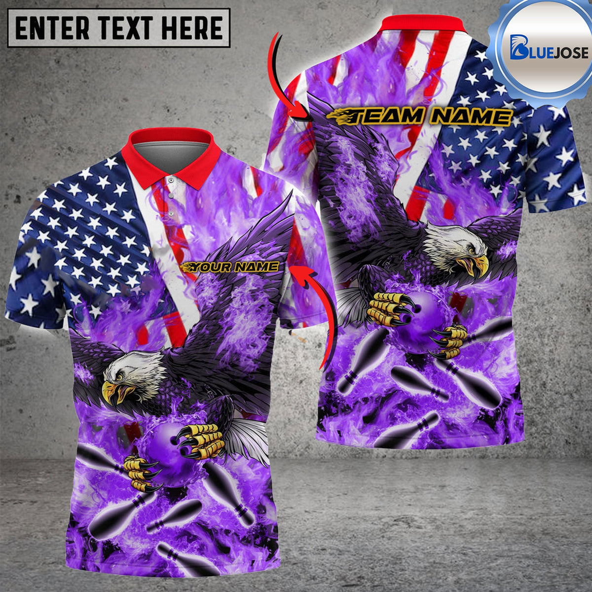 BlueJose Bowling And Pins Patriotic Eagle Ball Fire Customized Name 3D Shirt (4 Colors)