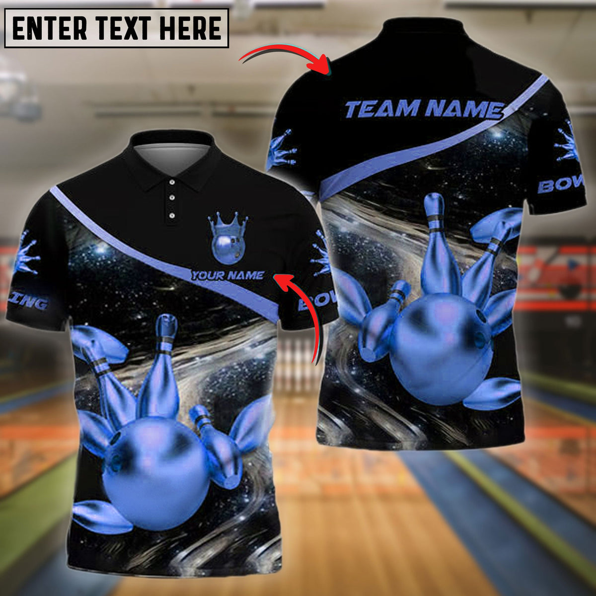 BlueJose Bowling And Pins Premium Customized Name 3D Shirt ( 6 Colors)