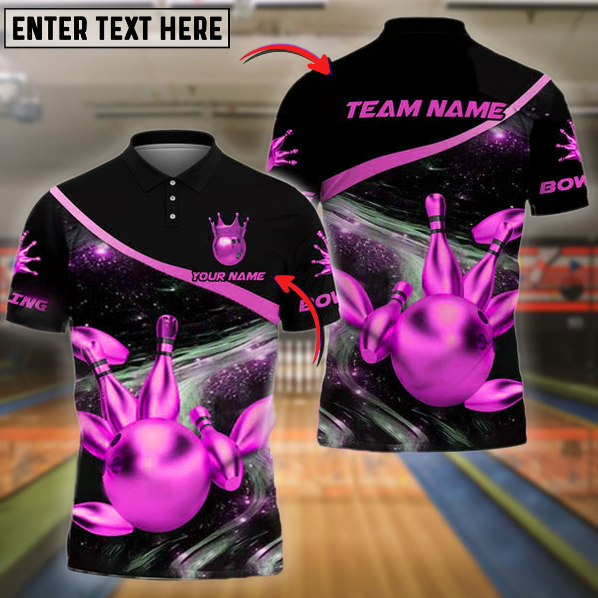 BlueJose Bowling And Pins Premium Customized Name 3D Shirt ( 6 Colors)