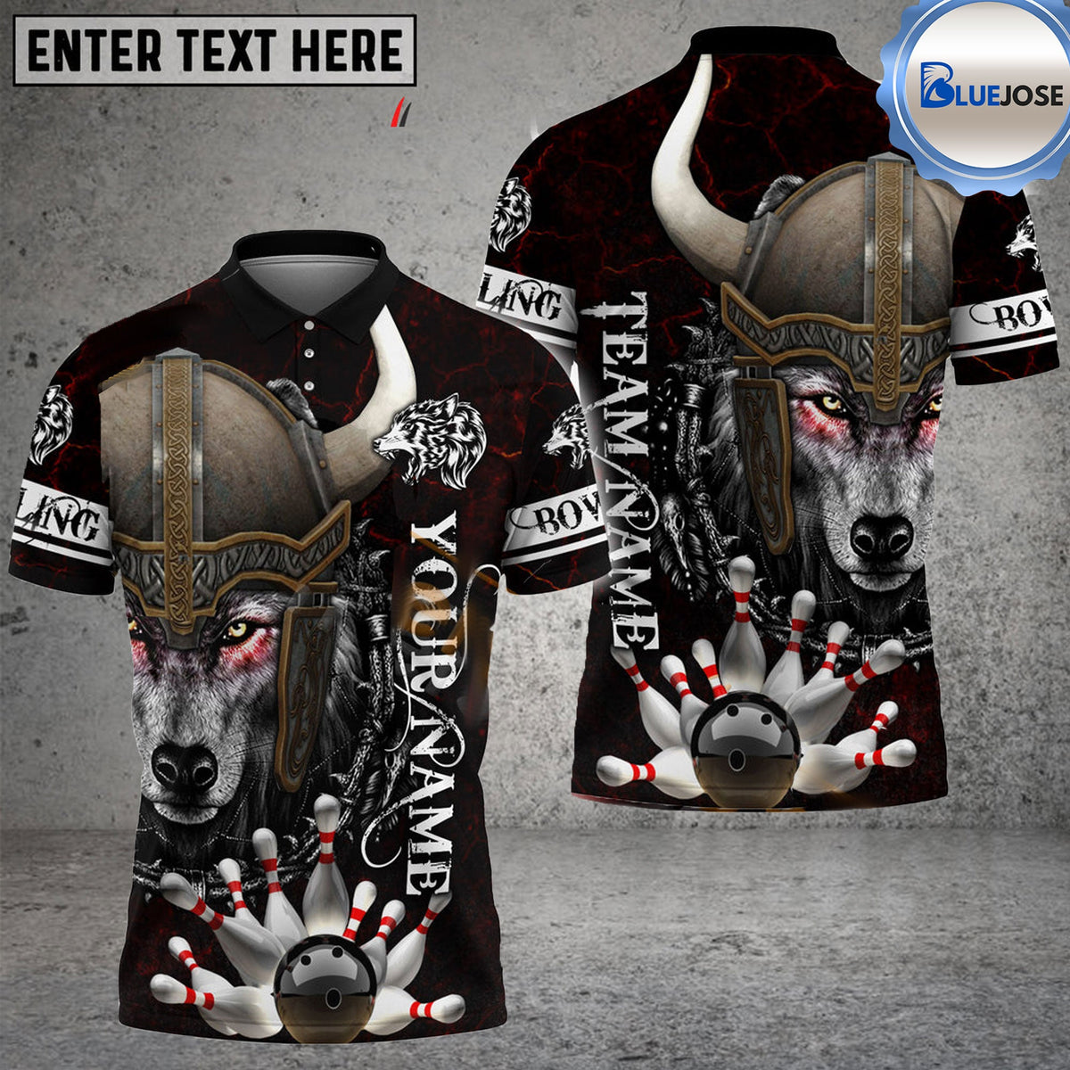BlueJose Bowling And Pins Wolf Viking Warrior Customized Name 3D Shirt (4 Colors)