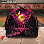 BlueJoses Bowling Ball & Pins Premium King Crown Multicolor Personalized Name Cap
