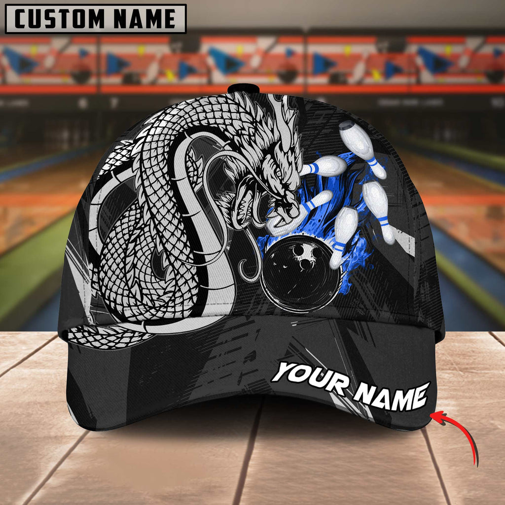 BlueJoses Bowling Dragon Flame Fire Multicolor Personalized Name Cap
