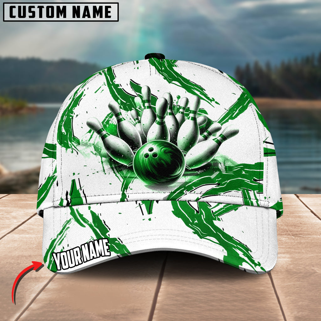 BlueJoses Bowling Ball & Pins Sport Multicolor Personalized Name Cap