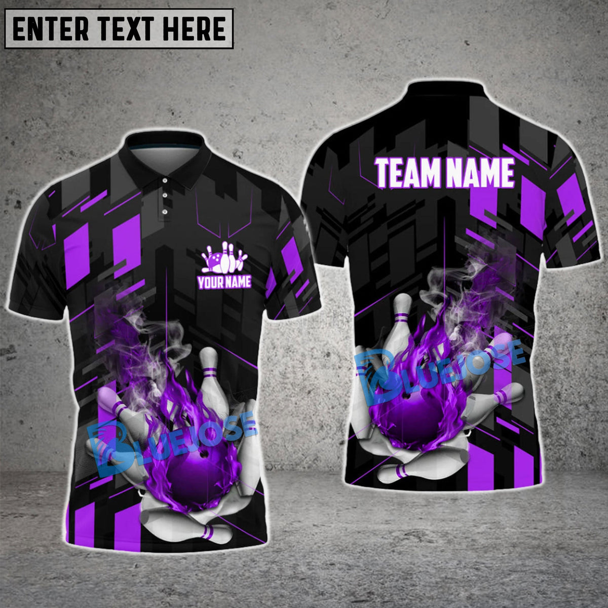 BlueJose Bowling And Pins Flame Smoke Customized Name 3D Shirt (6 Colors)