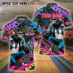 BlueJose Bowling And Pins Graffiti Chimp Customized Name 3D Shirt (4 Colors)