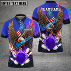 BlueJose Bowling And Pins USA Eagle Flag Multicolor Customized Name 3D Shirt (4 Colors)